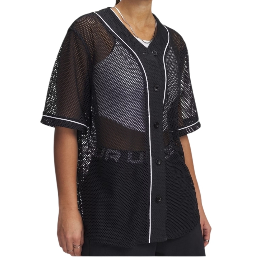 Under Armour Women's Baseball Jersey Black Mesh Size Small